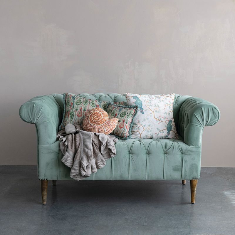 Velvet Printed Pillow W/Birds