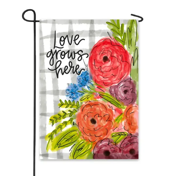 VG Love Grows Here Garden Flag