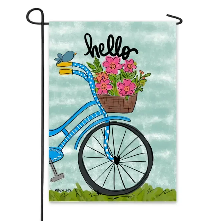 VG Hello Bike Garden Flag