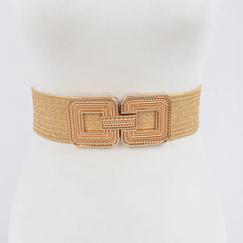 Metal Buckle Stretch Belt-Khaki