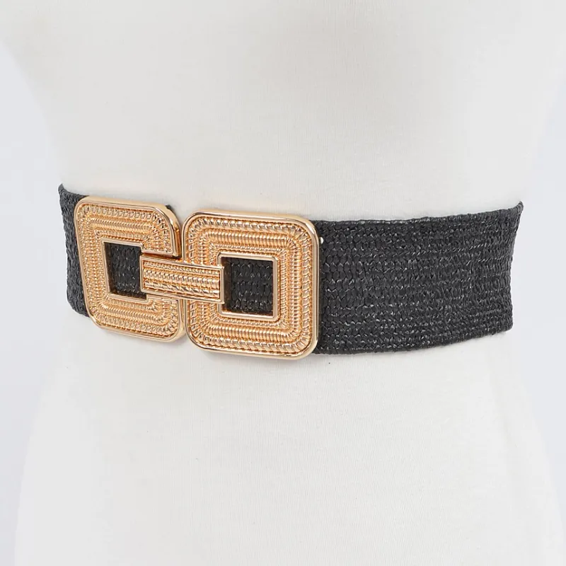 Metal Buckle Stretch Belt-Black