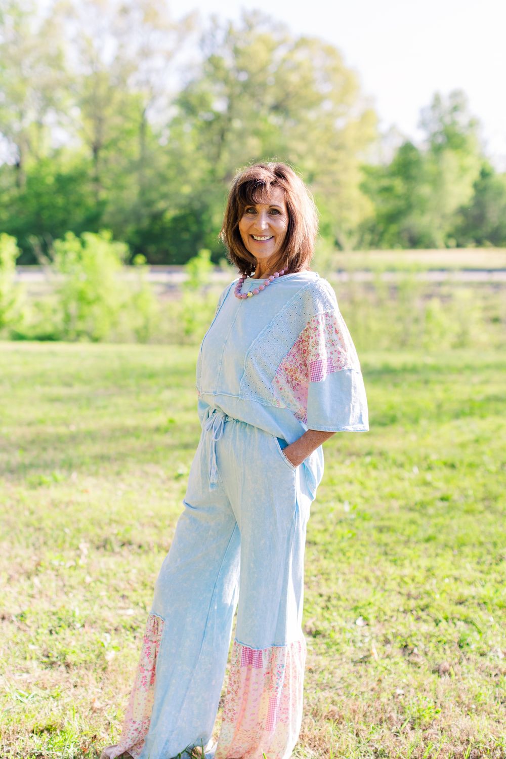 Spring Picnic Ruffle Flare-Baby Blue