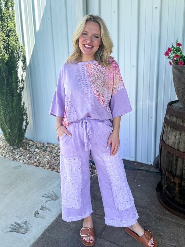 Eyelet Lace Pant-Lt. Lavender