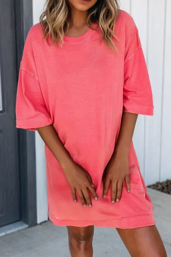 Throw On Coral Paradise Tee Dress