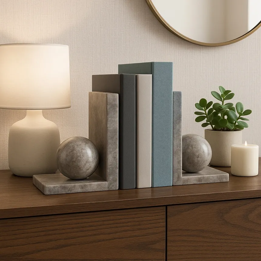 Tan Stone Set of 2 Bookends