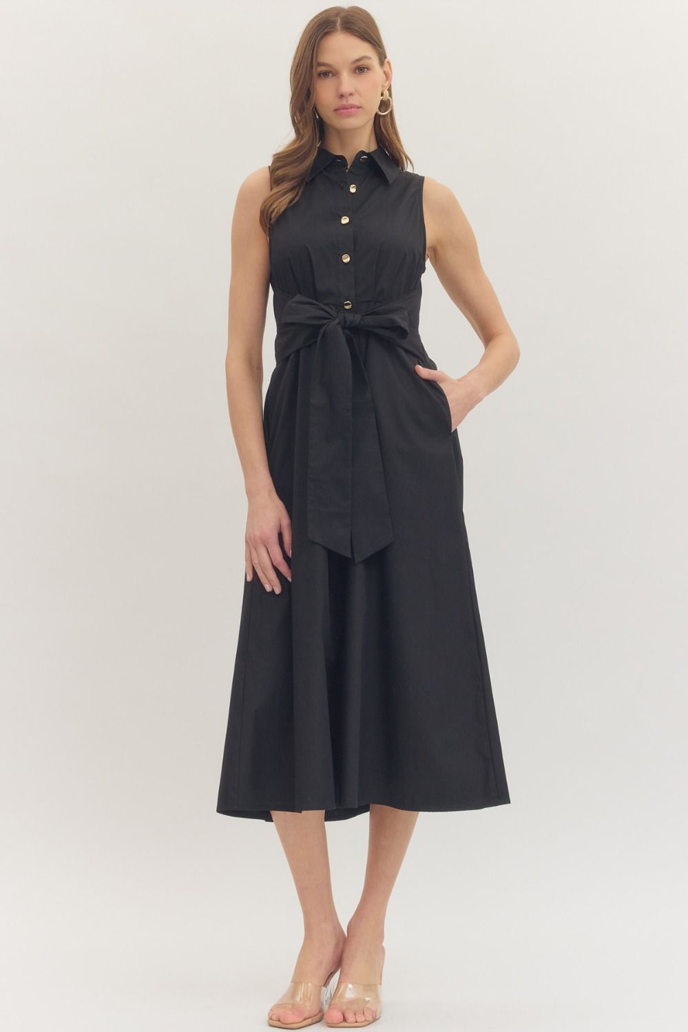 Chic in Black Midi Dress