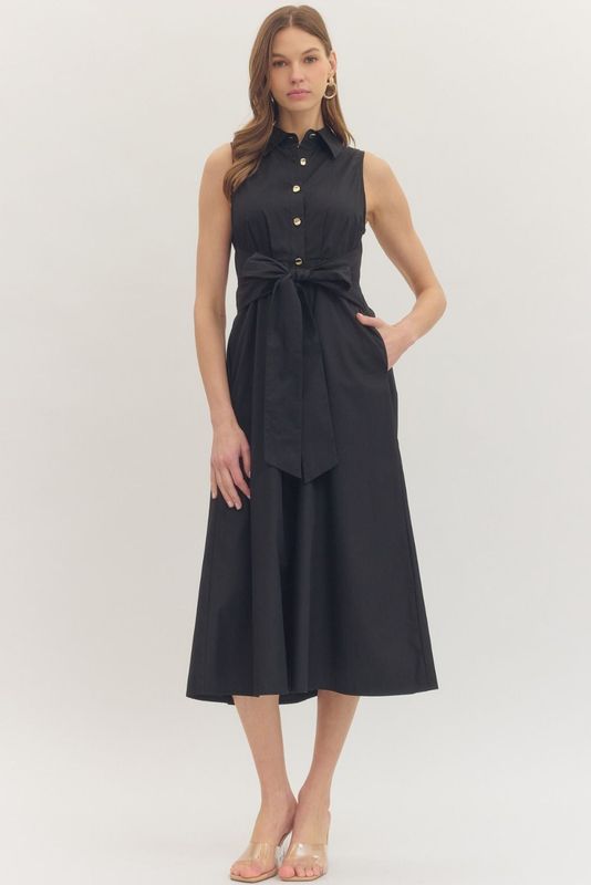 Chic in Black Midi Dress