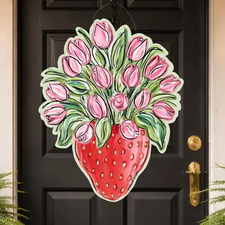 VG Strawberry Tulips Door Hanger