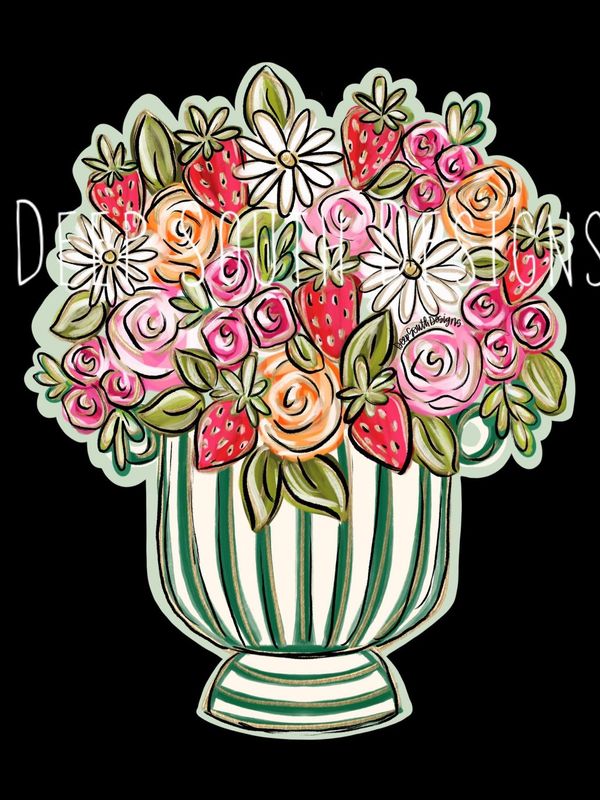 VG Strawberry Floral Door Hanger