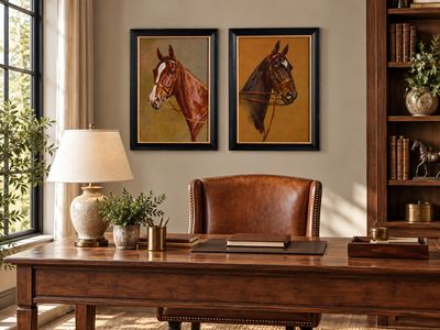 24" Vintage Equestrian Framed Wall Art 1