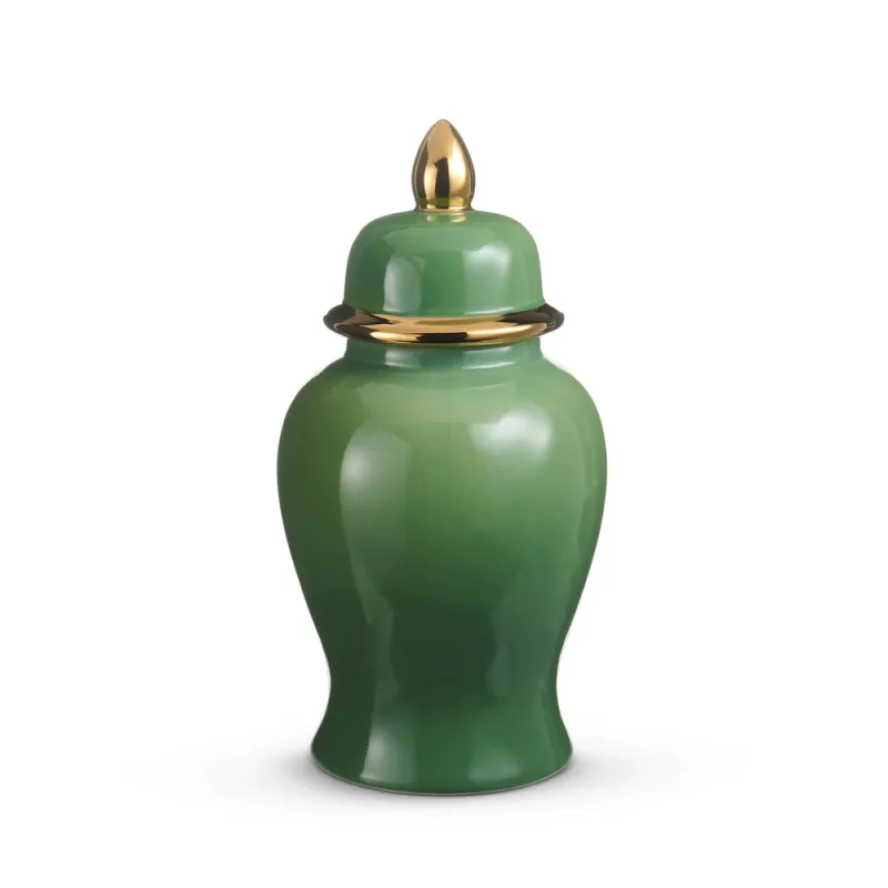 14.5" Green &amp; Gold Ginger Jar