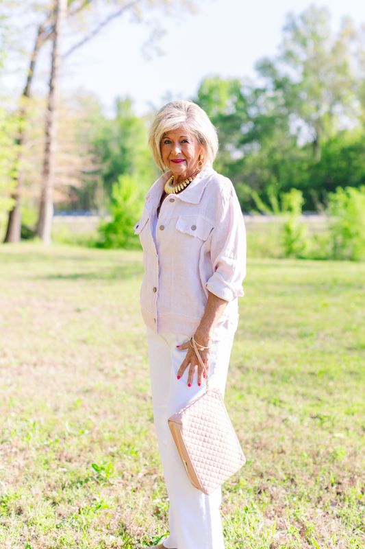 VG Pink Linen Button Top