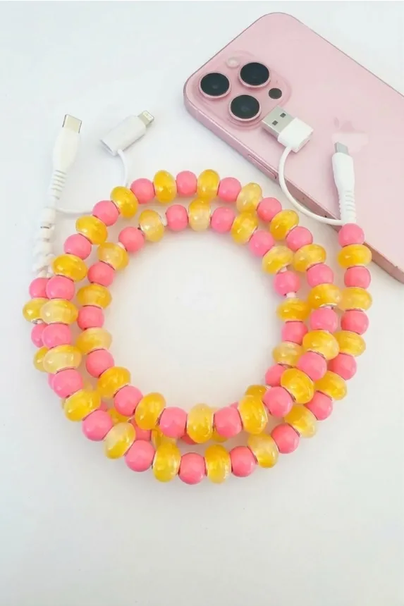 Pink/Yellow Beaded Charger