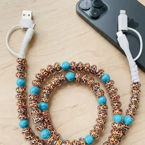 Turquoise Leopard Beaded Charger