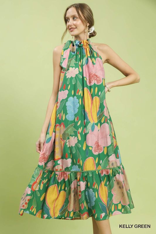 Bold Bloom Halter Dress