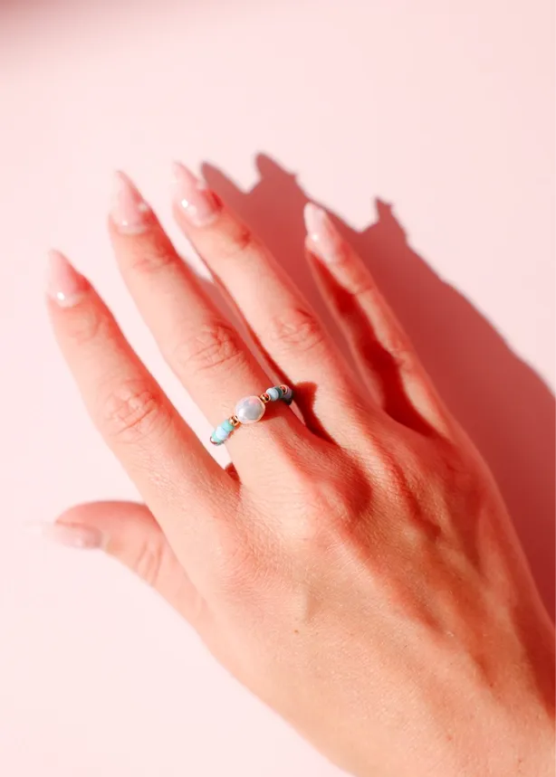 VG Beaded Blonde-Poolside Sprinkle Ring