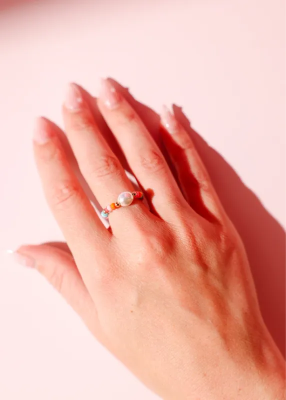 VG Beaded Blonde-Snowcone Sprinkle Ring