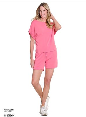 Coral Pink Dolman Neck Top