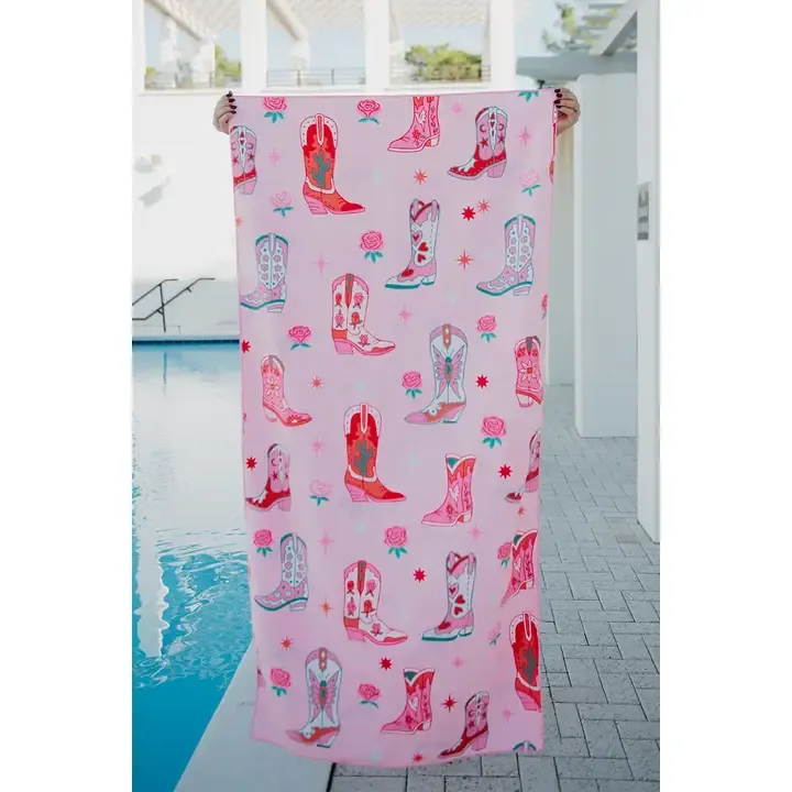 Cowgirl Boots &amp; Flowers Quick Dry Towel