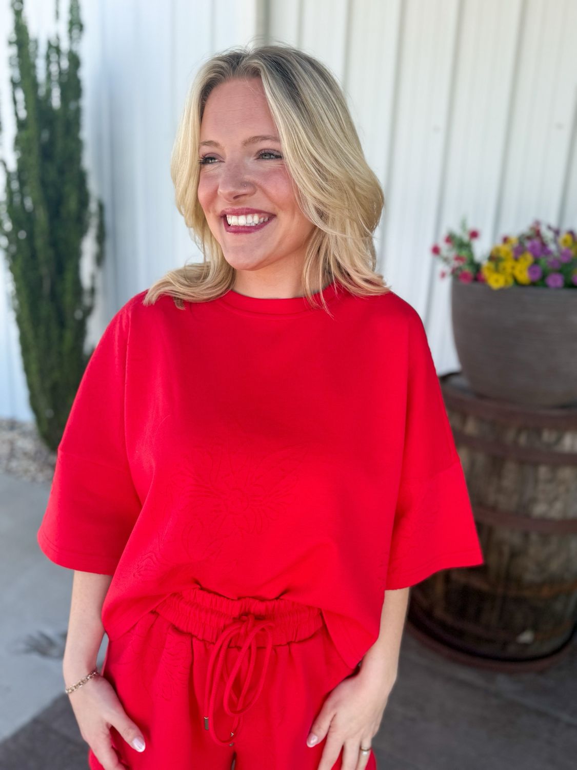 Red Darling Embroidery Top