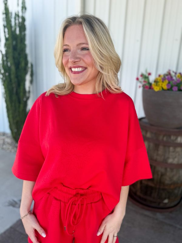Red Darling Embroidery Top