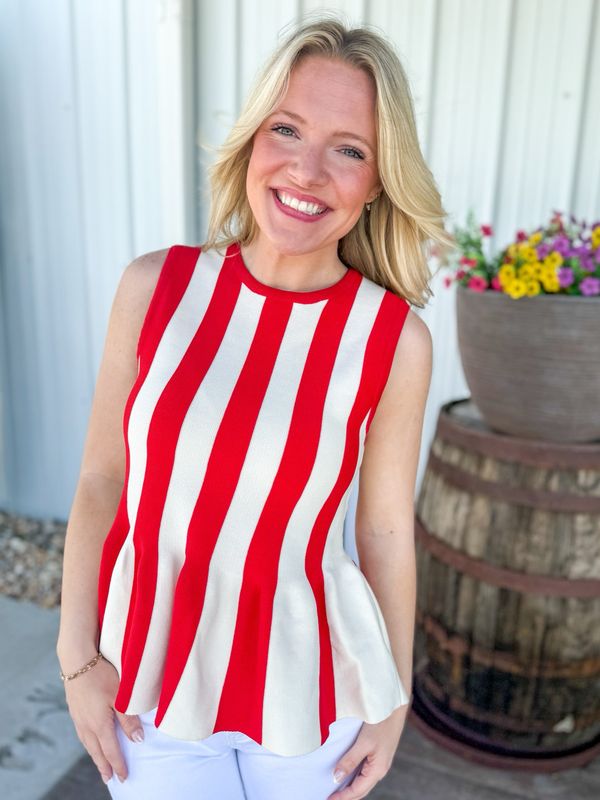 Red Hot Stripe Top