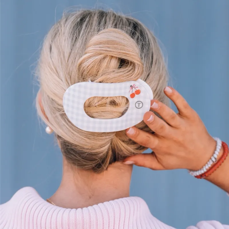 Basket of Cherries Large Flat Round Hair Clip