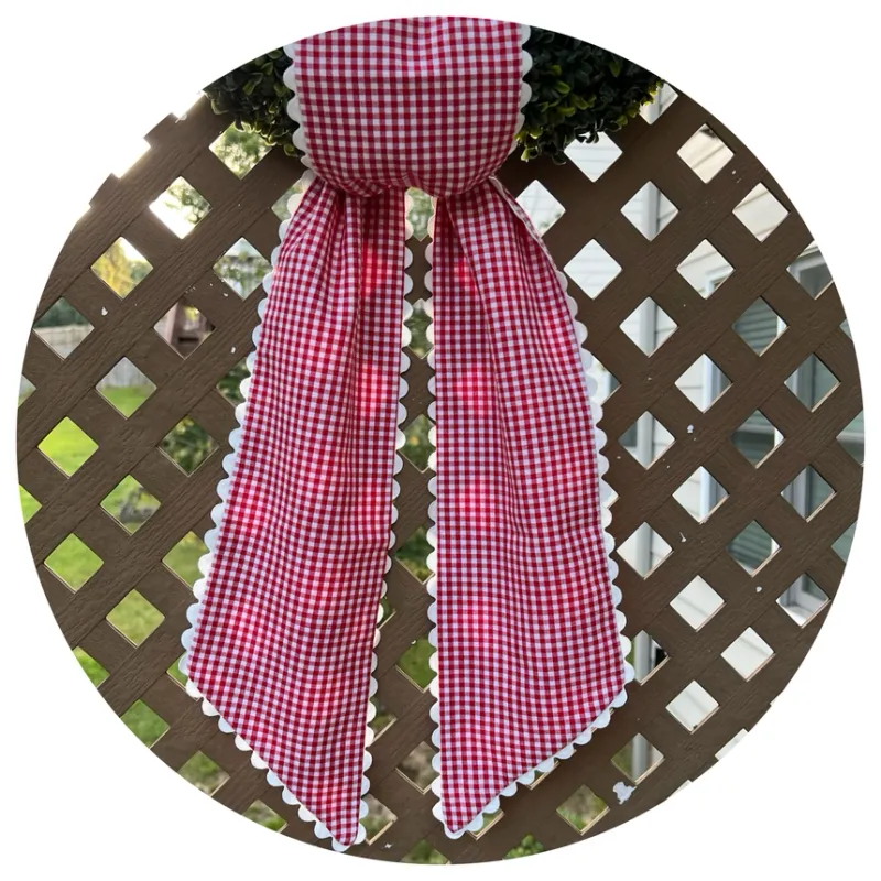Crimson Gingham w White Trim Sash