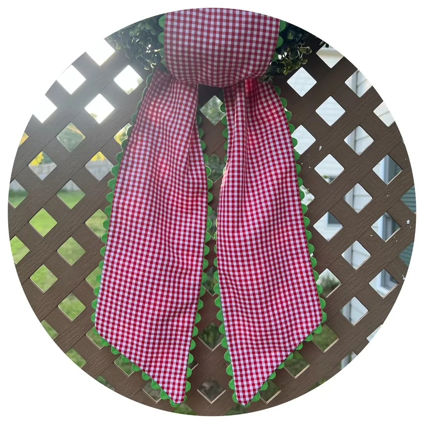 Crimson Gingham w Lime Trim Sash