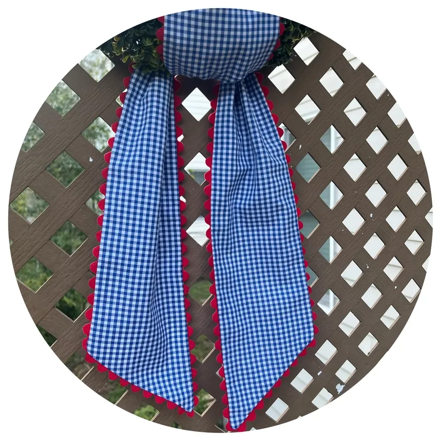 Royal Gingham w Red Trim Sash