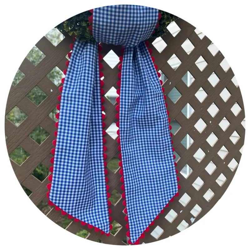 Royal Gingham w Red Trim Sash