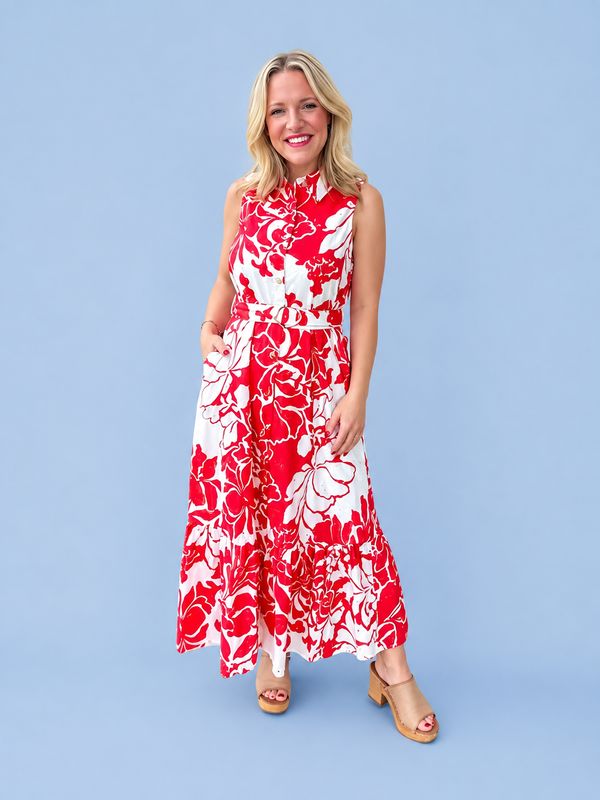Seaside Bloom Belted Midi