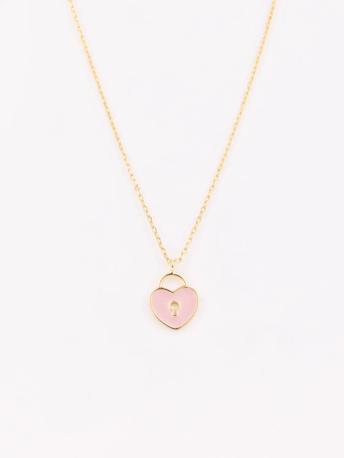 Luxe Pink Heart Lock Necklace