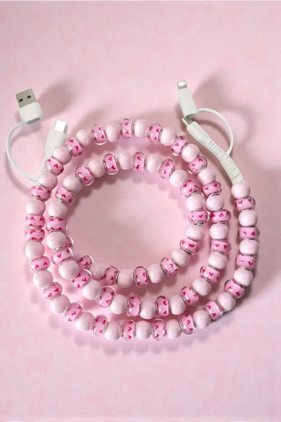 Pink Heart Beaded Charger