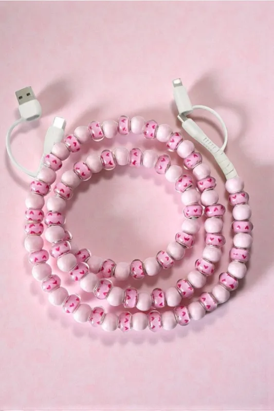 Pink Heart Beaded Charger