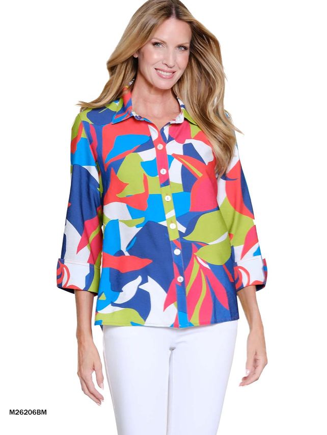 Summer Multi Hi-Lo Bttn Top