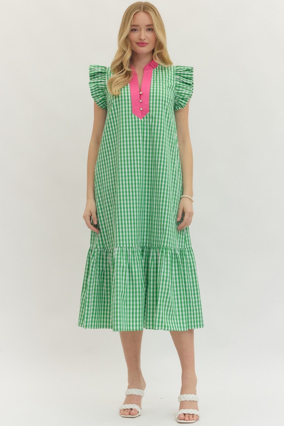 Blushing Gingham Midi