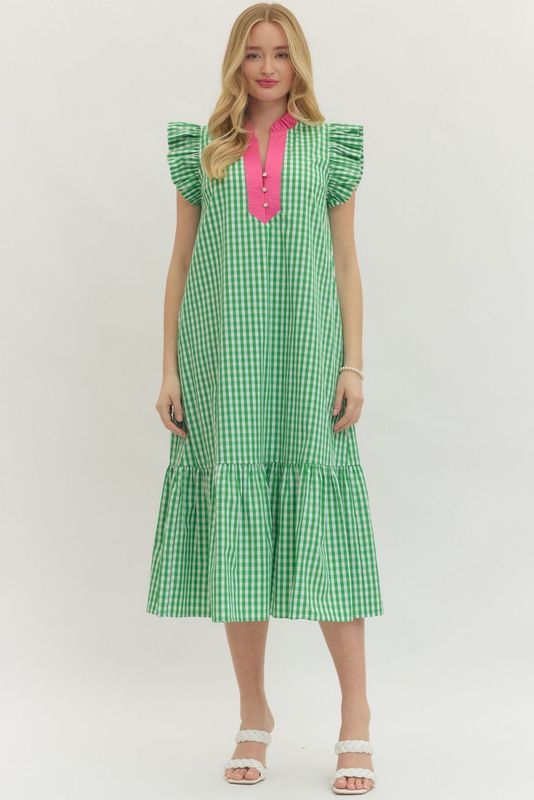 Blushing Gingham Midi