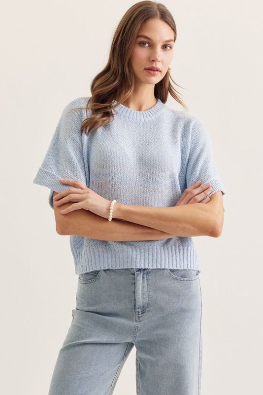 Roselyn Drift Top-Lt Blue