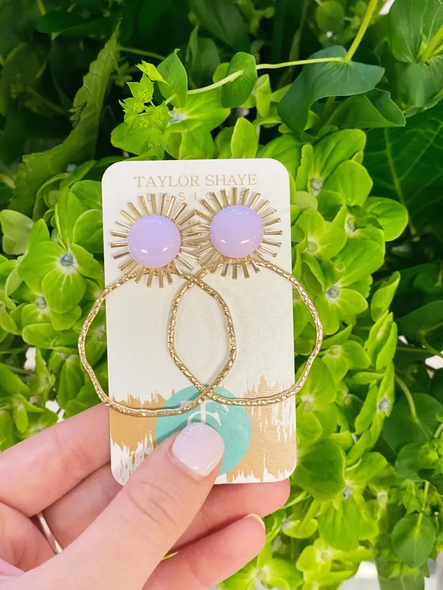 Colorful Sunburst Hoops-Lavender