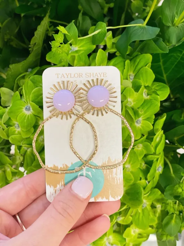 Colorful Sunburst Hoops-Lavender