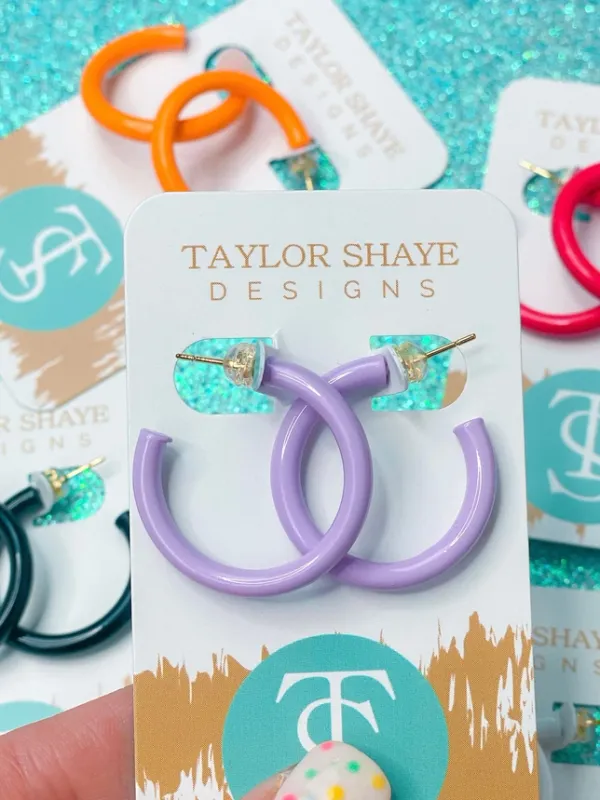Colorful Enamel Hoops-Lavender