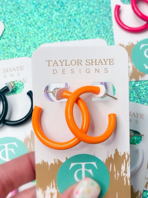 Colorful Enamel Hoops-Orange