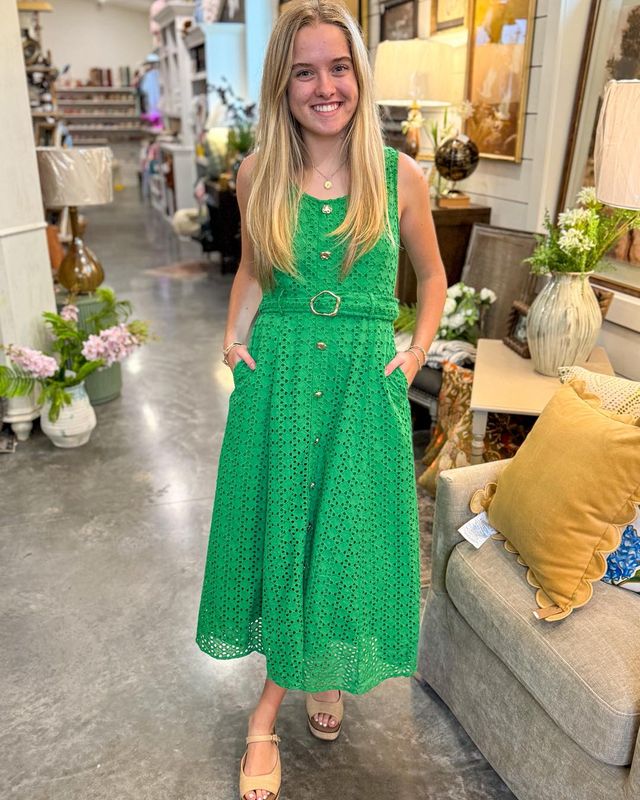 Emerald Button Beauty Dress