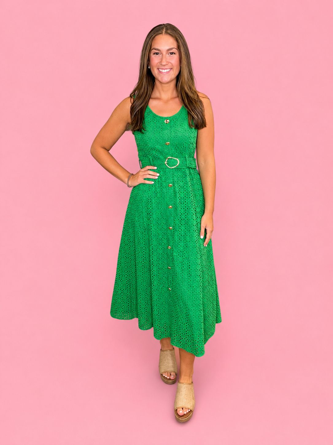 Emerald Button Beauty Dress