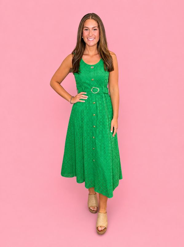 Emerald Button Beauty Dress