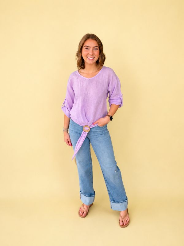 VG Lavender Tie Front Top