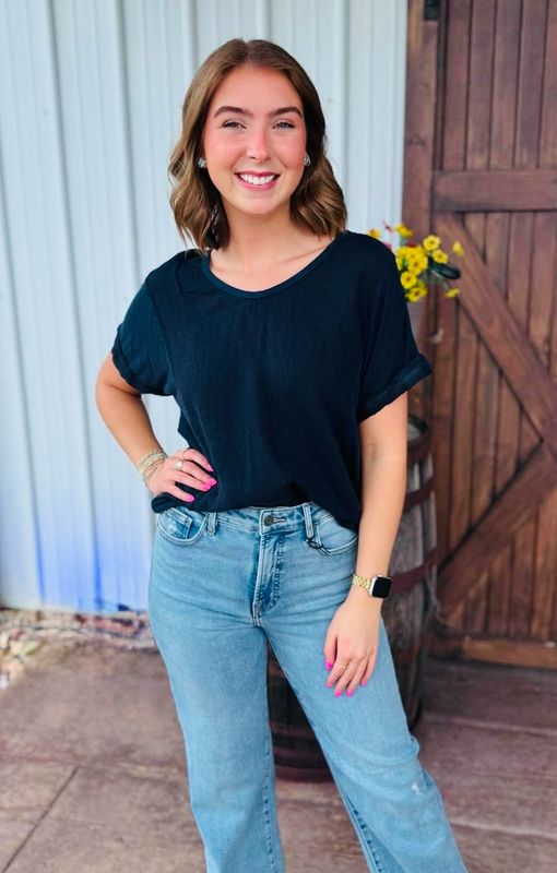 VG Navy V-Neck Top