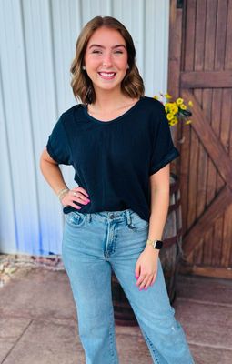 VG Navy V-Neck Top
