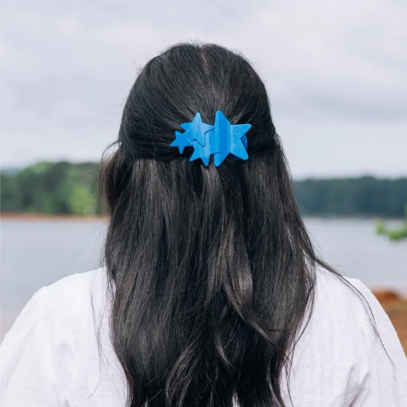 Blue Shooting Star Med Flat Hair Clip